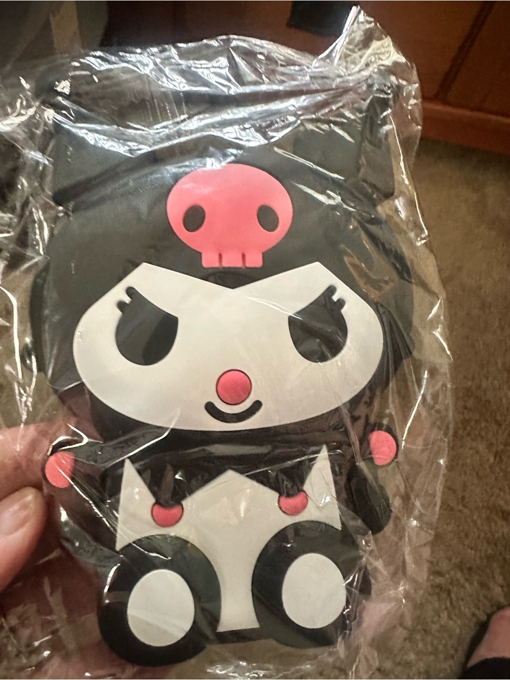 Kids Black and Pink Character Coin Purse with Skull Accent
